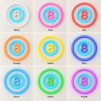 Eight Ball LED Neon Sign - nine-color grid