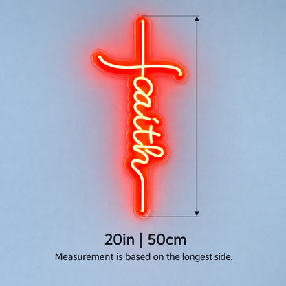 Faith LED Neon Sign - size guide