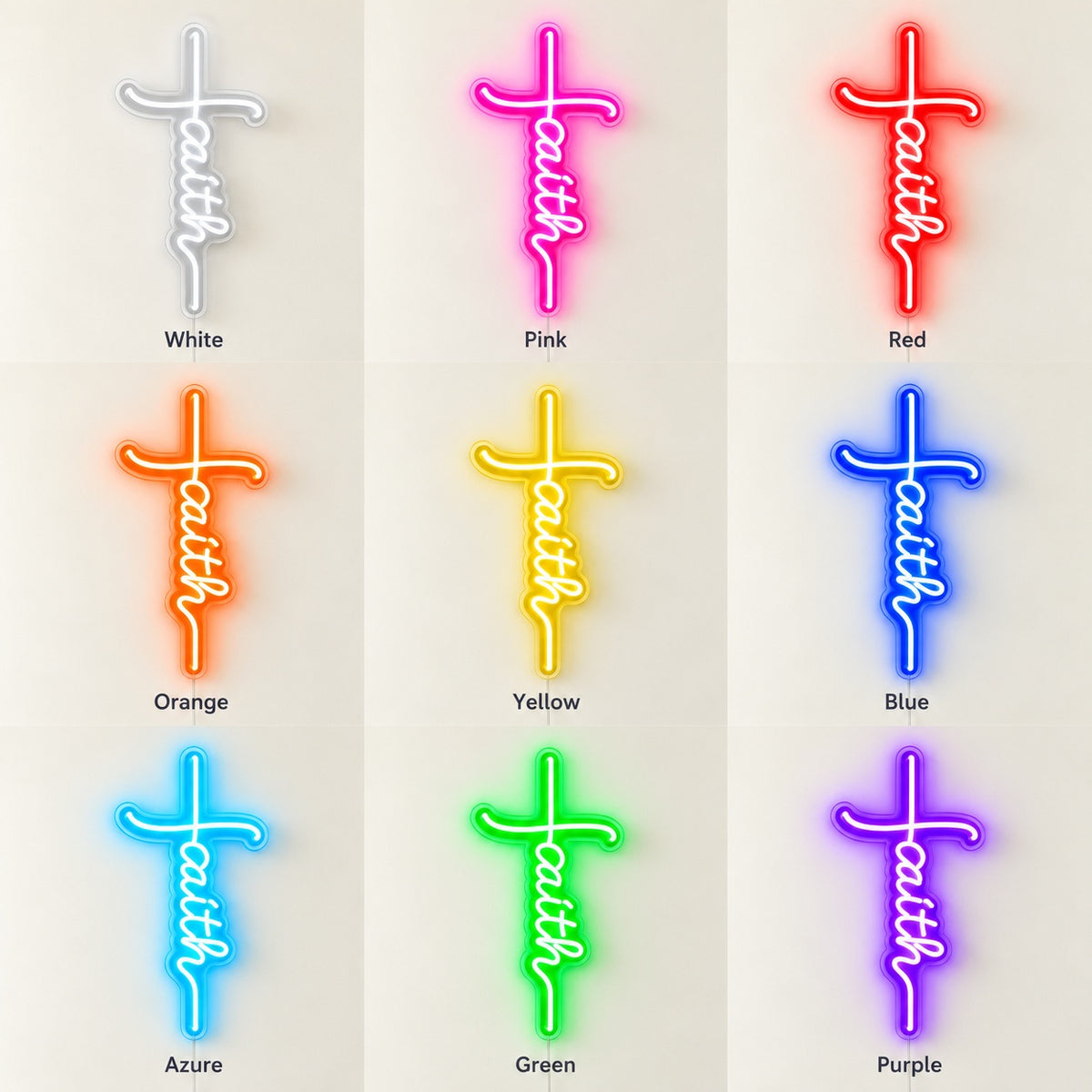 Faith LED Neon Sign - nine-color grid