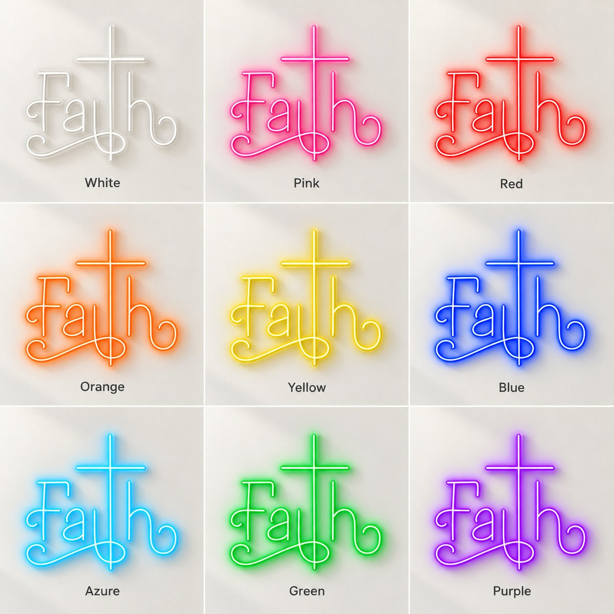 Faith LED Neon Sign - nine-color grid