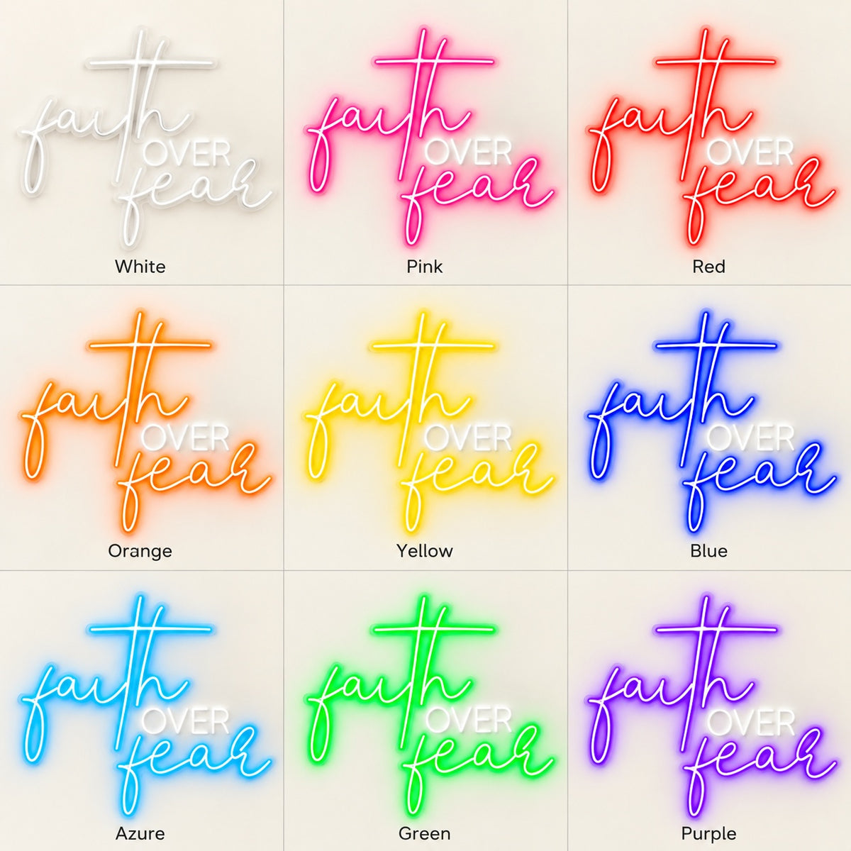 Faith Over Fear LED Neon Sign - nine-color grid