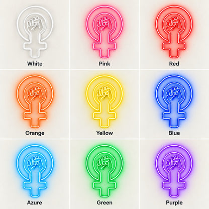 Feminist Raised Fist LED Neon Sign - nine-color grid