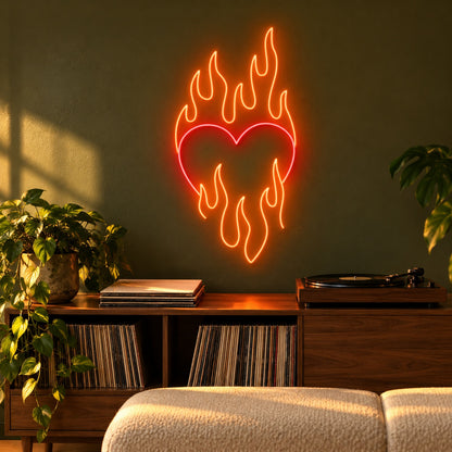 Flaming Heart LED Neon Sign - advertising view