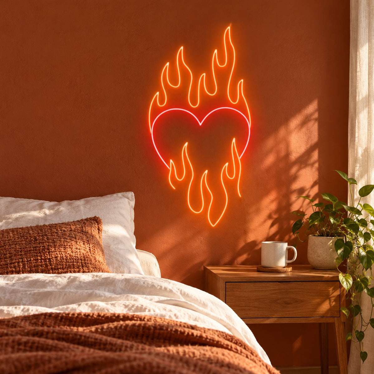 Flaming Heart LED Neon Sign - lifestyle view
