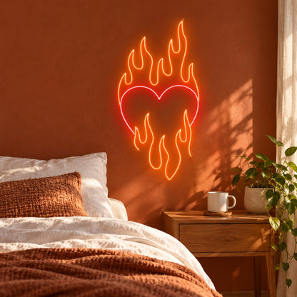 Flaming Heart LED Neon Sign - lifestyle view