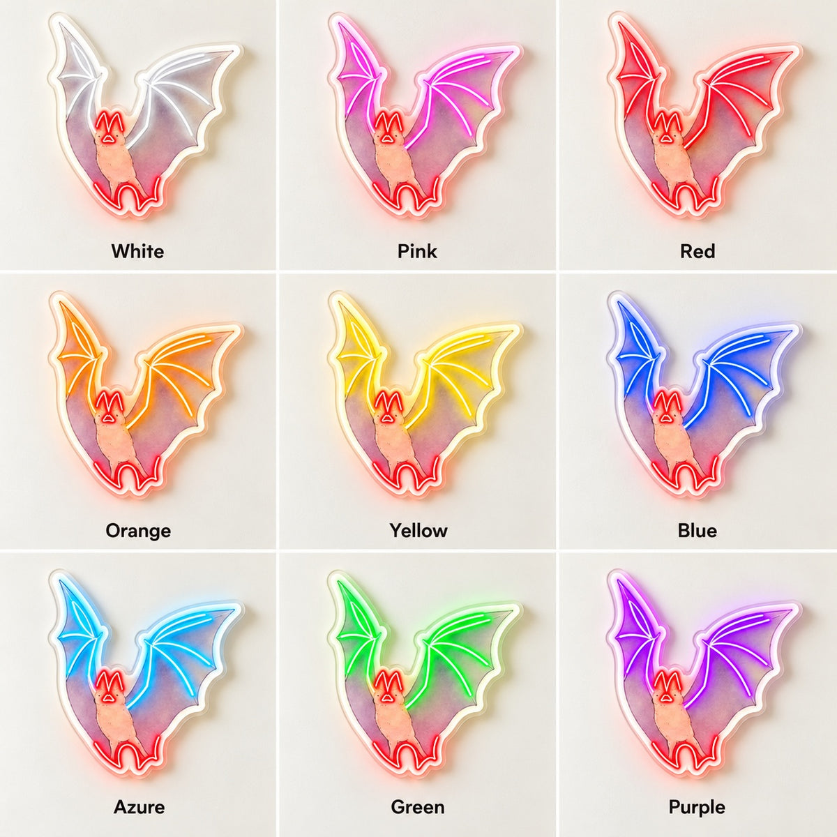 Flying Bat LED Neon Sign - nine-color grid