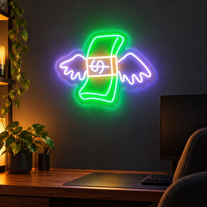 Flying Money LED Neon Sign - advertising view