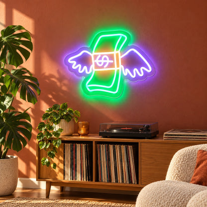 Flying Money LED Neon Sign - lifestyle view