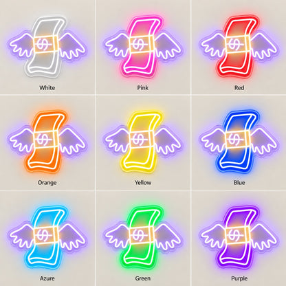 Flying Money LED Neon Sign - nine-color grid