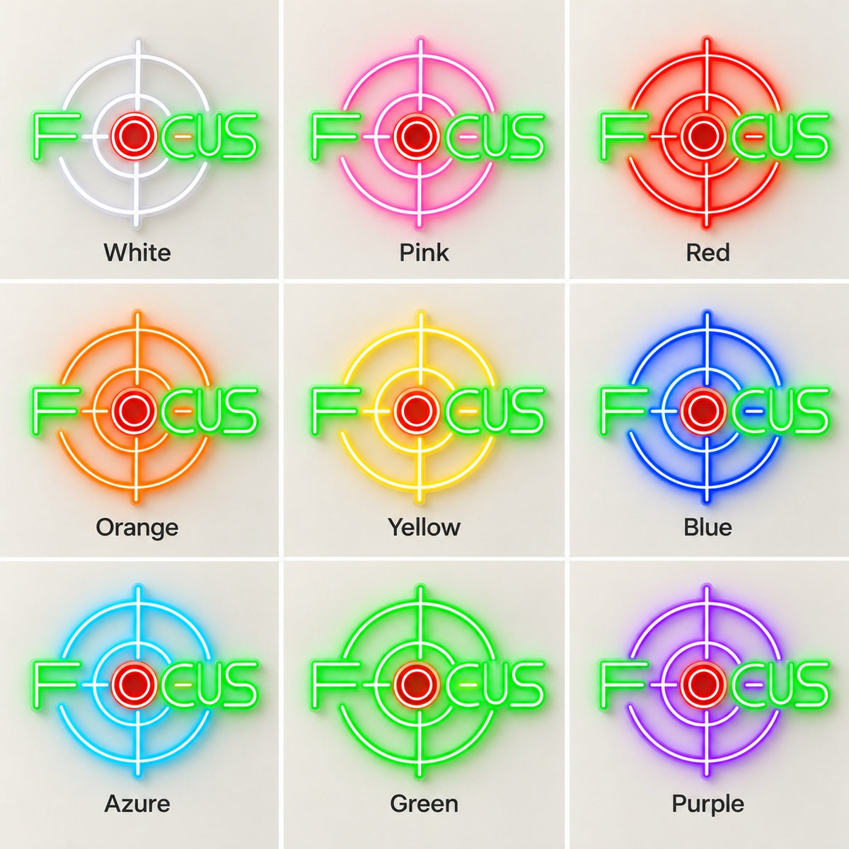 Focus LED Neon Sign - nine-color grid