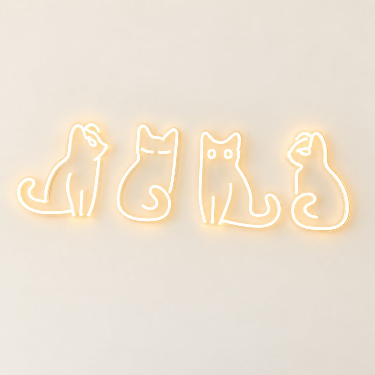 Four Cats LED Neon Sign - natural light view