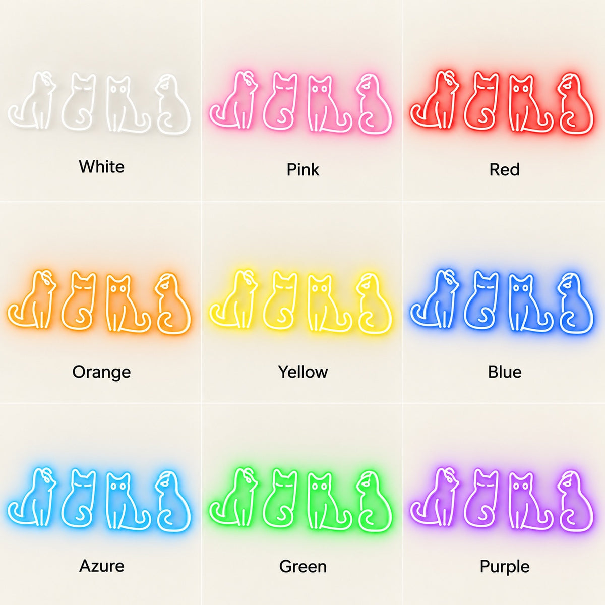 Four Cats LED Neon Sign - nine-color grid