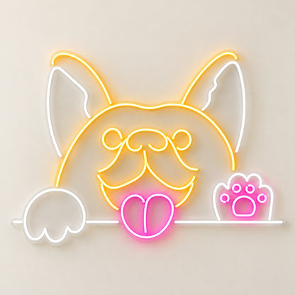 French Bulldog Paw LED Neon Sign - natural light view