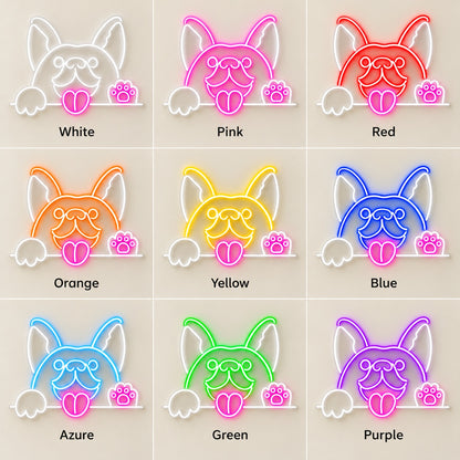 French Bulldog Paw LED Neon Sign - nine-color grid