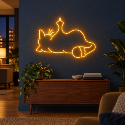 Funny Cat LED Neon Sign - advertising view