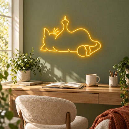 Funny Cat LED Neon Sign - lifestyle view