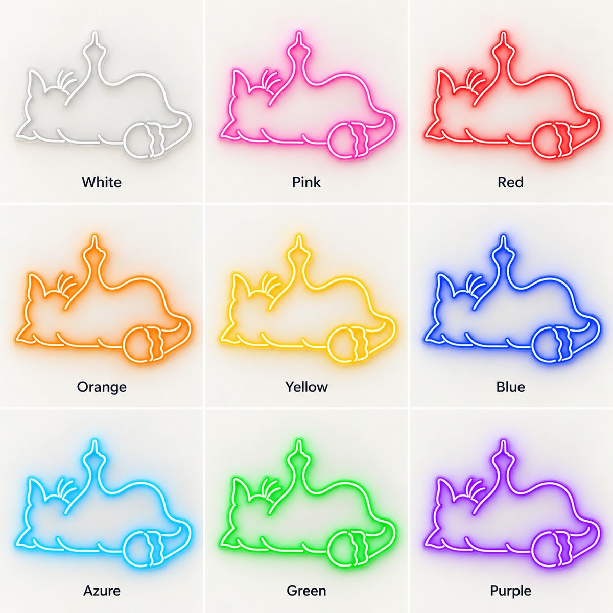 Funny Cat LED Neon Sign - nine-color grid