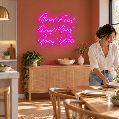 Good Food Good Mood Good Vibe LED Neon Sign - lifestyle view