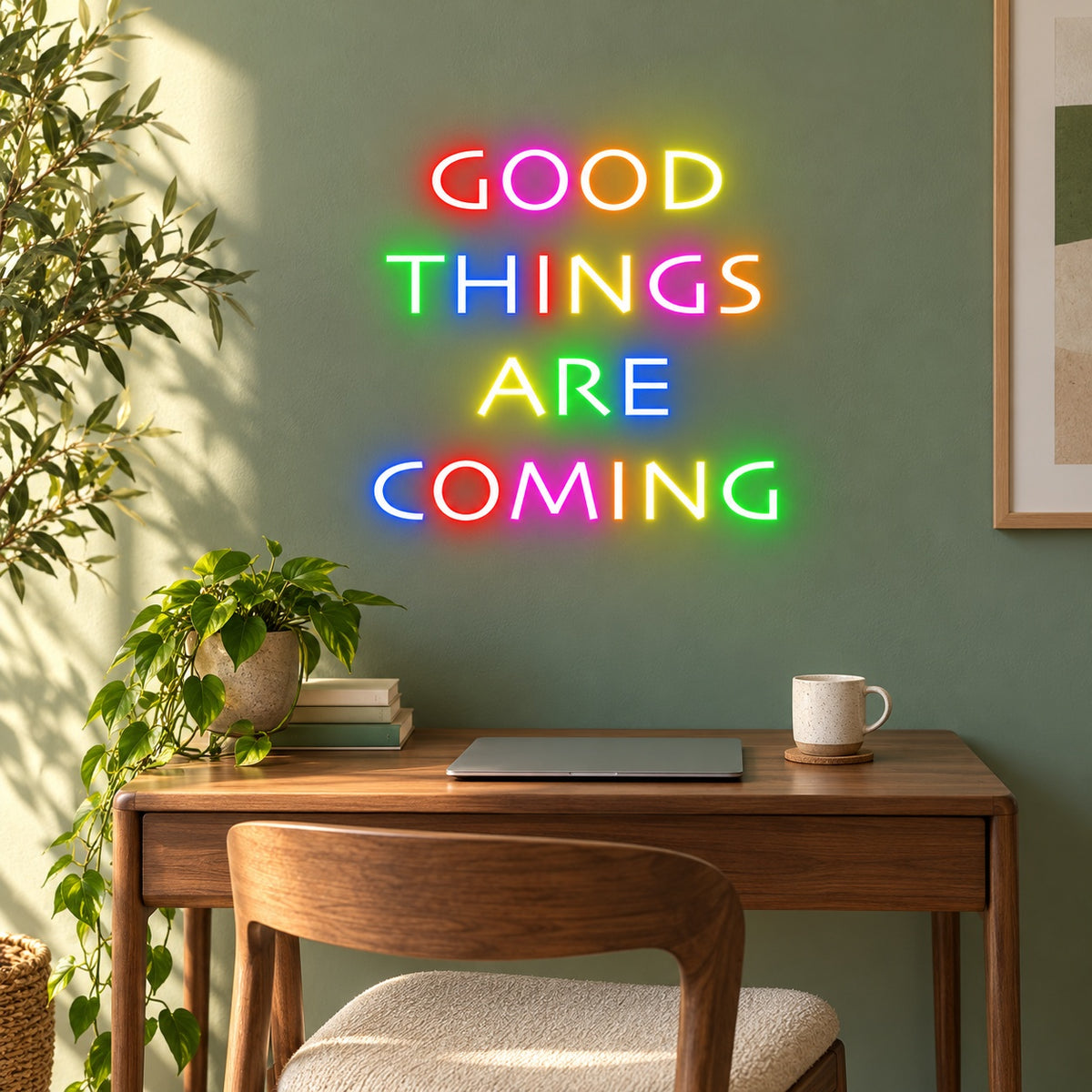 Good Things Are Coming LED Neon Sign - lifestyle view