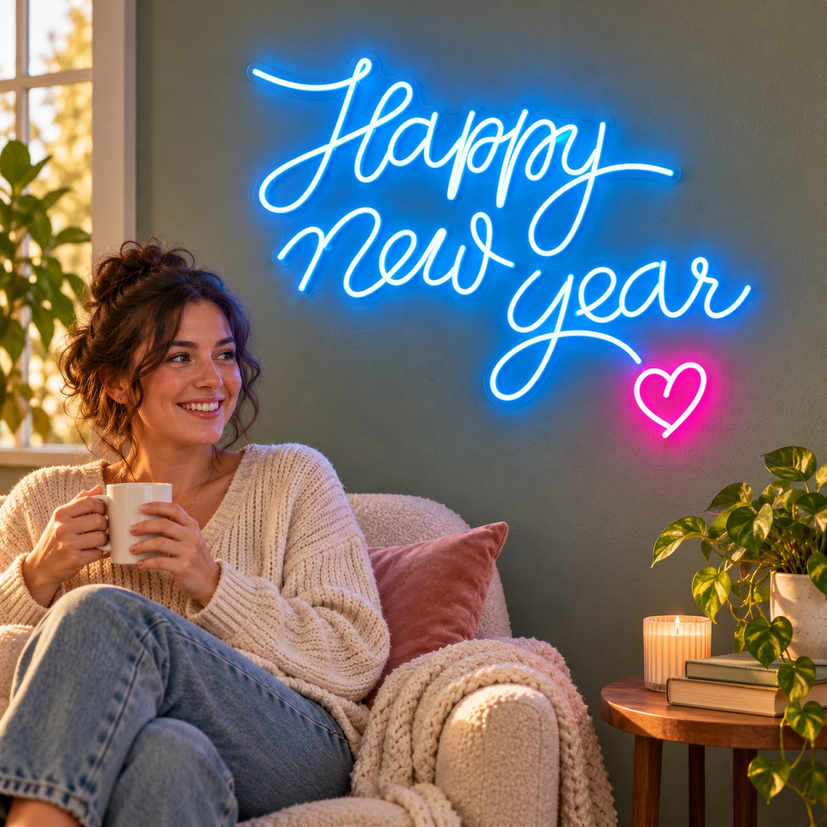 Happy New Year LED Neon Sign - lifestyle view
