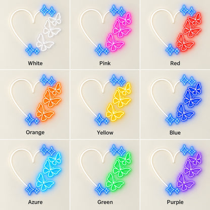 Heart Butterflies and Stars LED Neon Sign - nine-color grid