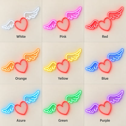 Heart With Wings LED Neon Sign - nine-color grid