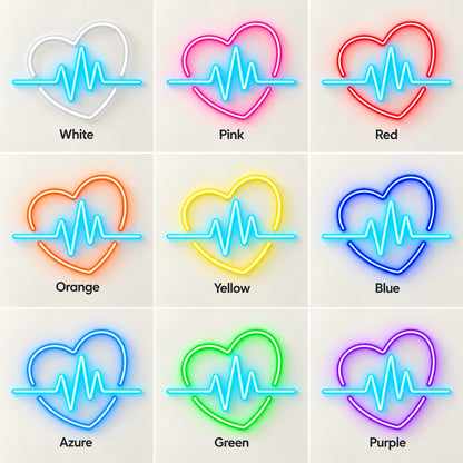 Heartbeat Heart LED Neon Sign - nine-color grid
