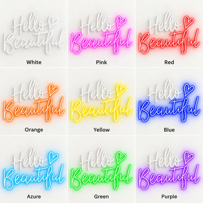 Hello Beautiful LED Neon Sign - nine-color grid