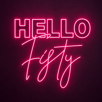 Hello Fifty LED Neon Sign - product hero