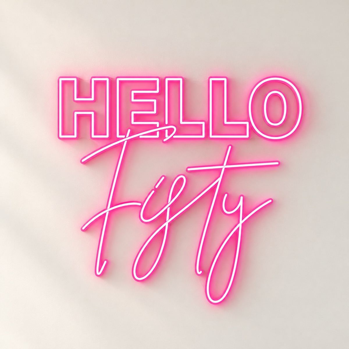 Hello Fifty LED Neon Sign - natural light view