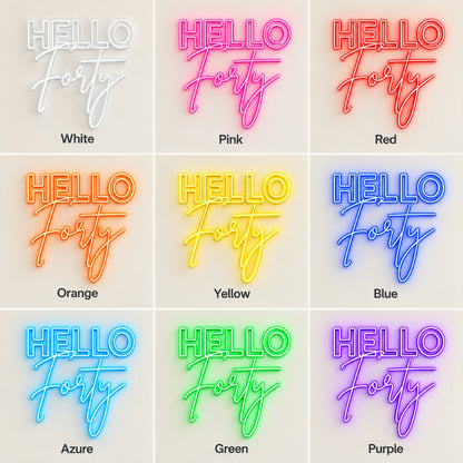 Hello Forty LED Neon Sign - nine-color grid