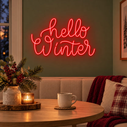 Hello Winter LED Neon Sign - advertising view