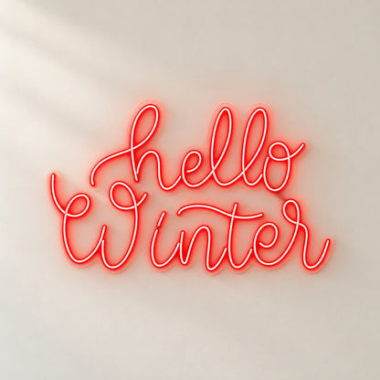 Hello Winter LED Neon Sign - natural light view