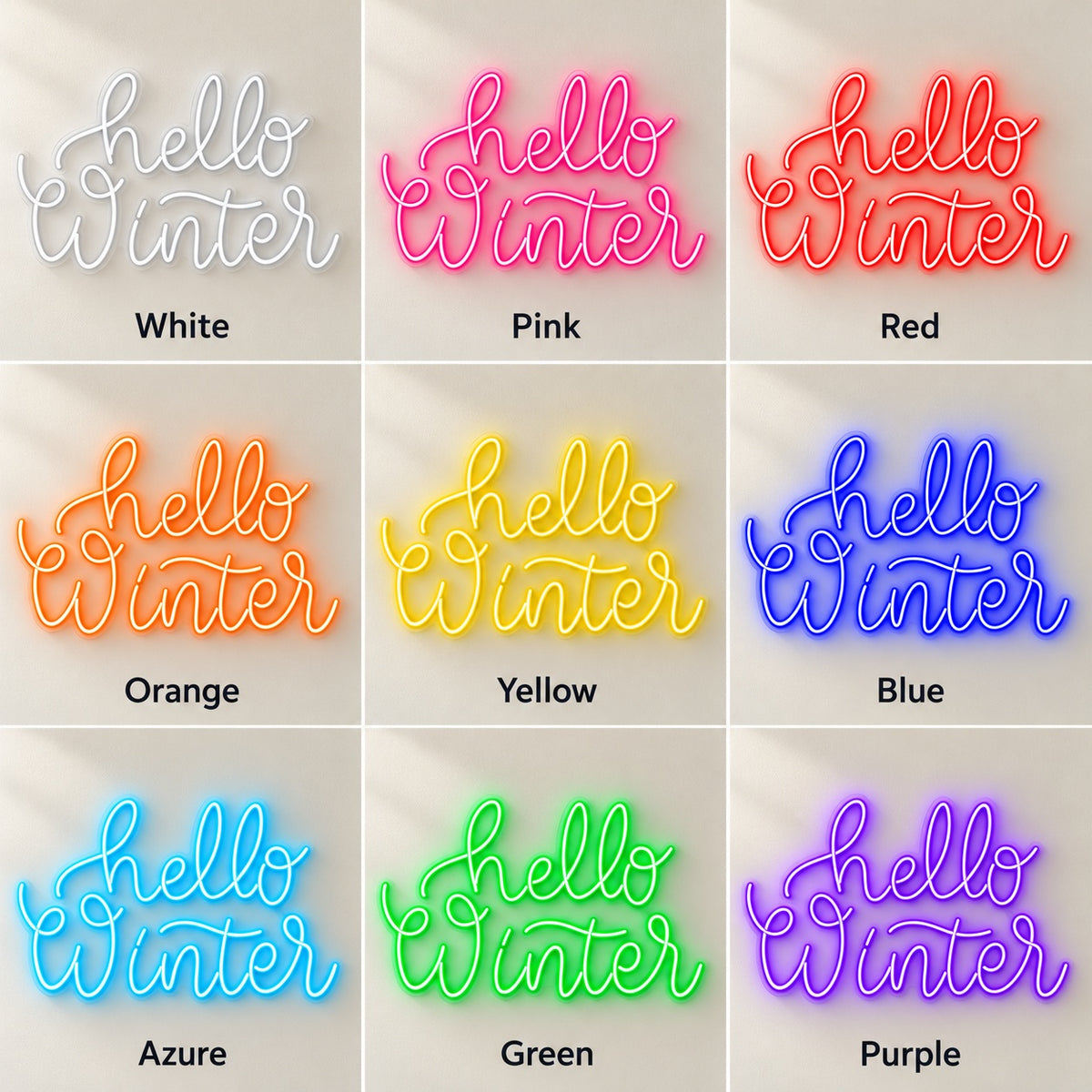 Hello Winter LED Neon Sign - nine-color grid