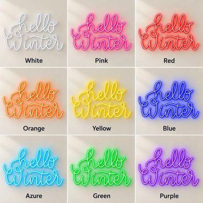 Hello Winter LED Neon Sign - nine-color grid