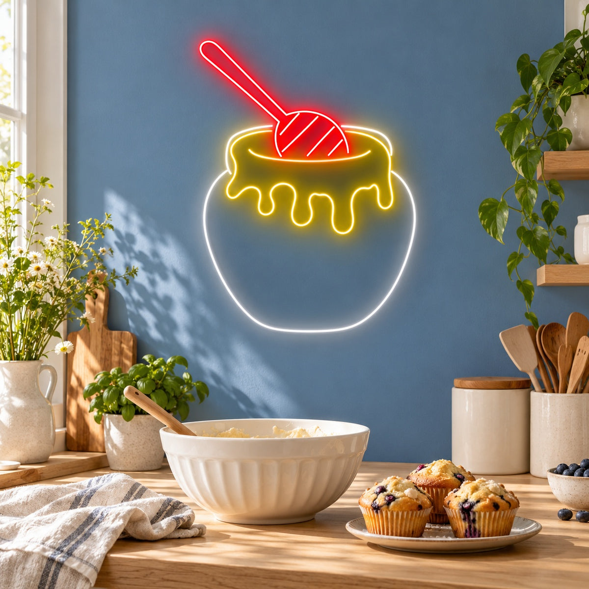 Honey Pot And Dipper LED Neon Sign - lifestyle view