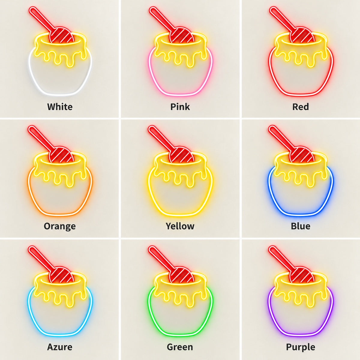 Honey Pot And Dipper LED Neon Sign - nine-color grid