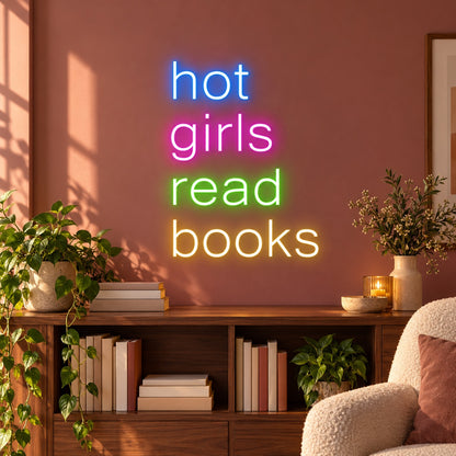 Hot Girls Read Books LED Neon Sign - advertising view