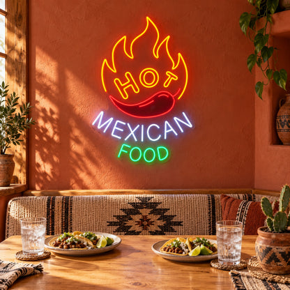 Hot Mexican Food LED Neon Sign - lifestyle view