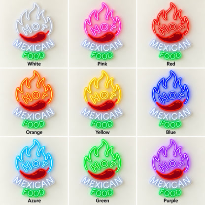 Hot Mexican Food LED Neon Sign - nine-color grid