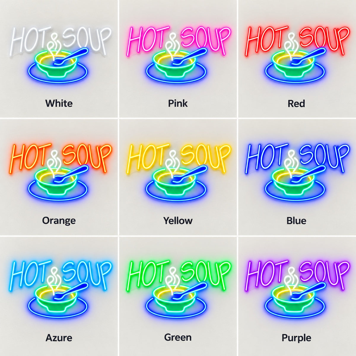 Hot Soup LED Neon Sign - nine-color grid
