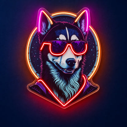 Husky With Sunglasses LED Neon Sign - product hero