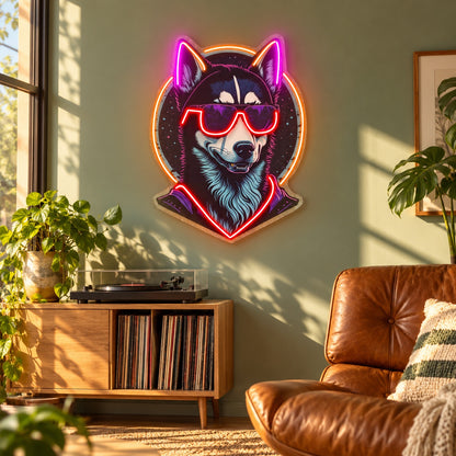 Husky With Sunglasses LED Neon Sign - lifestyle view