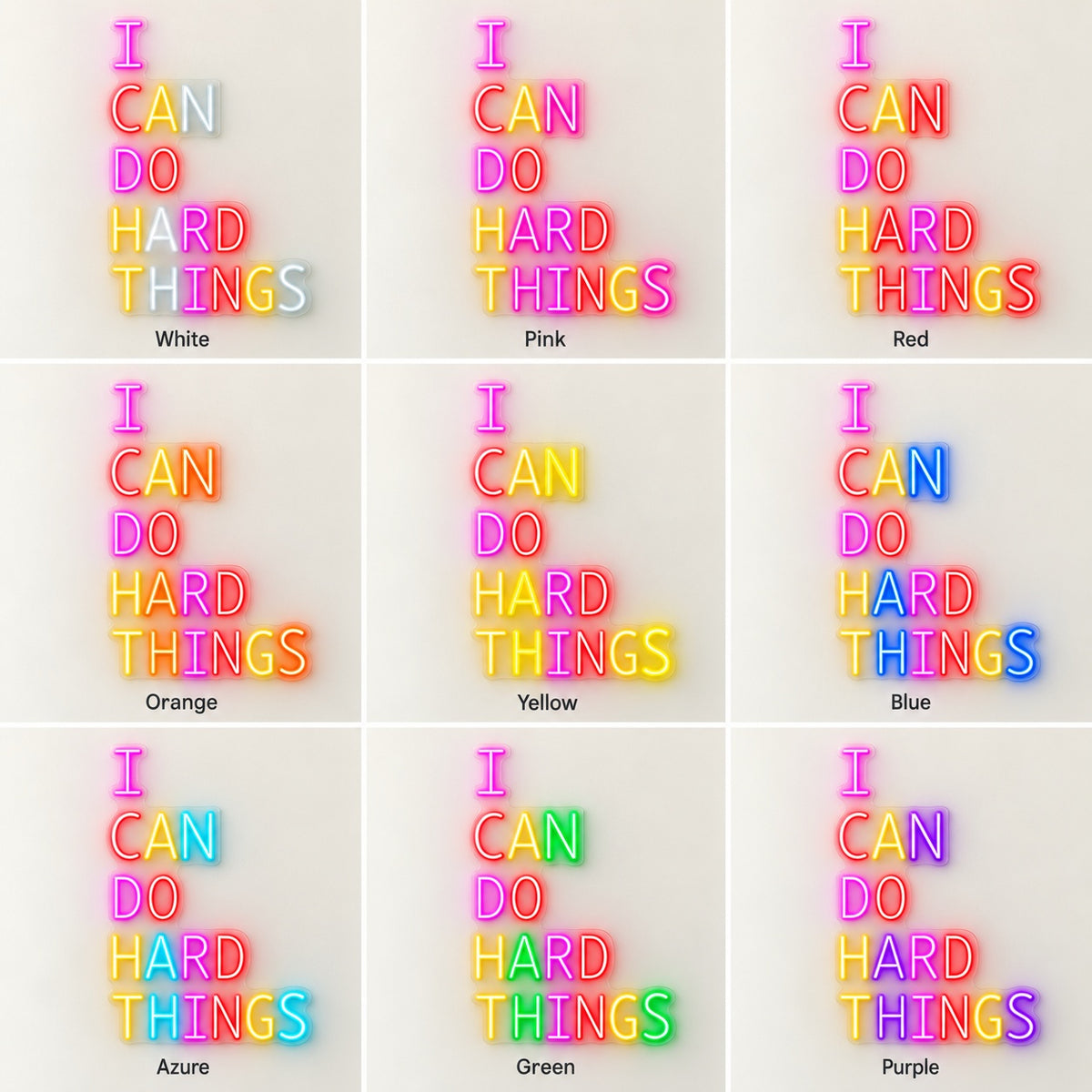 I Can Do Hard Things LED Neon Sign - nine-color grid