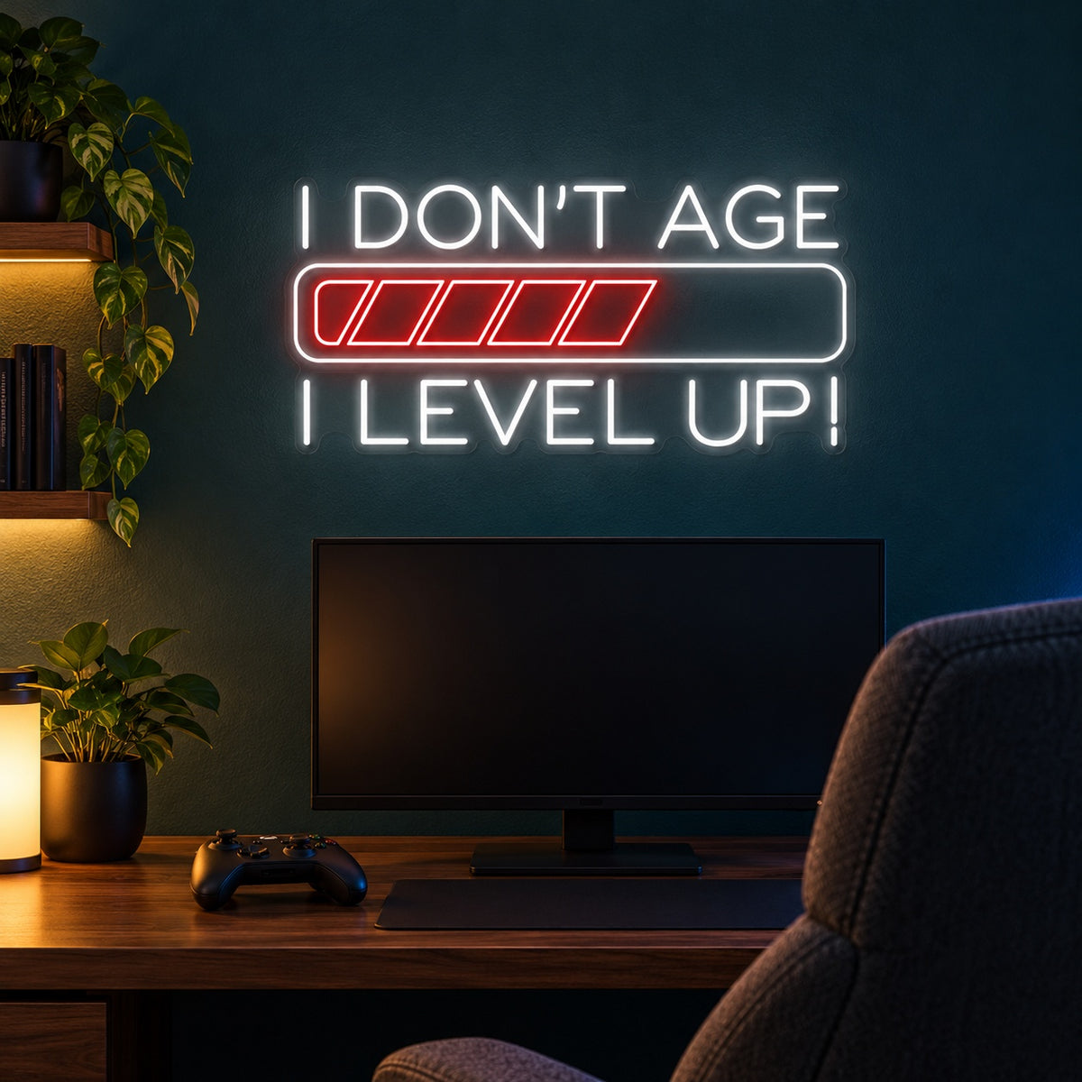 I Don't Age I Level Up LED Neon Sign - advertising view