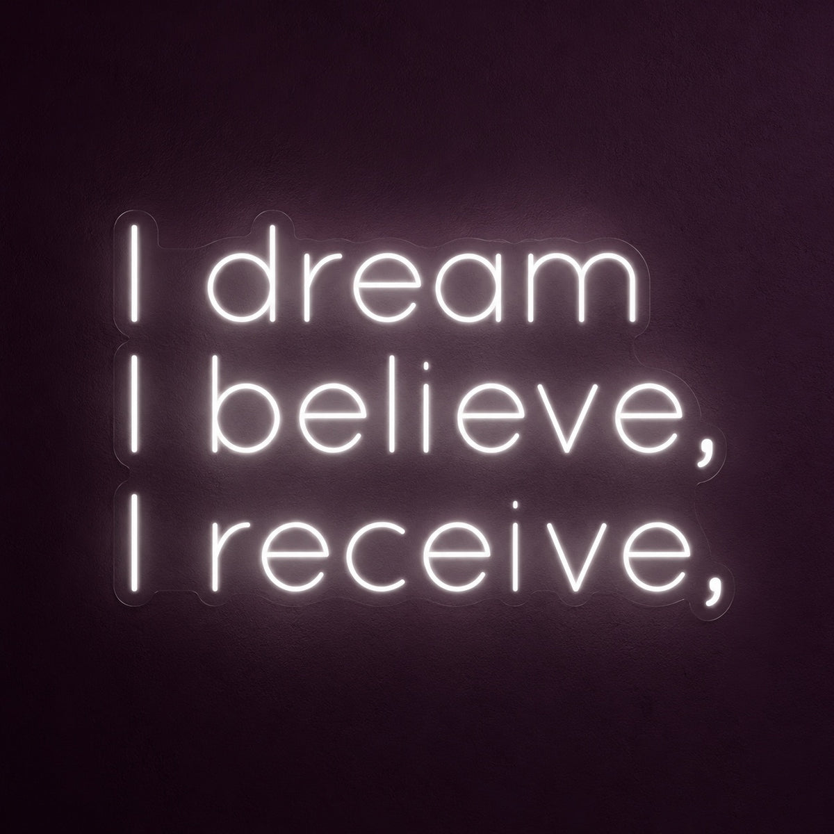 I Dream I Believe I Receive LED Neon Sign - product hero