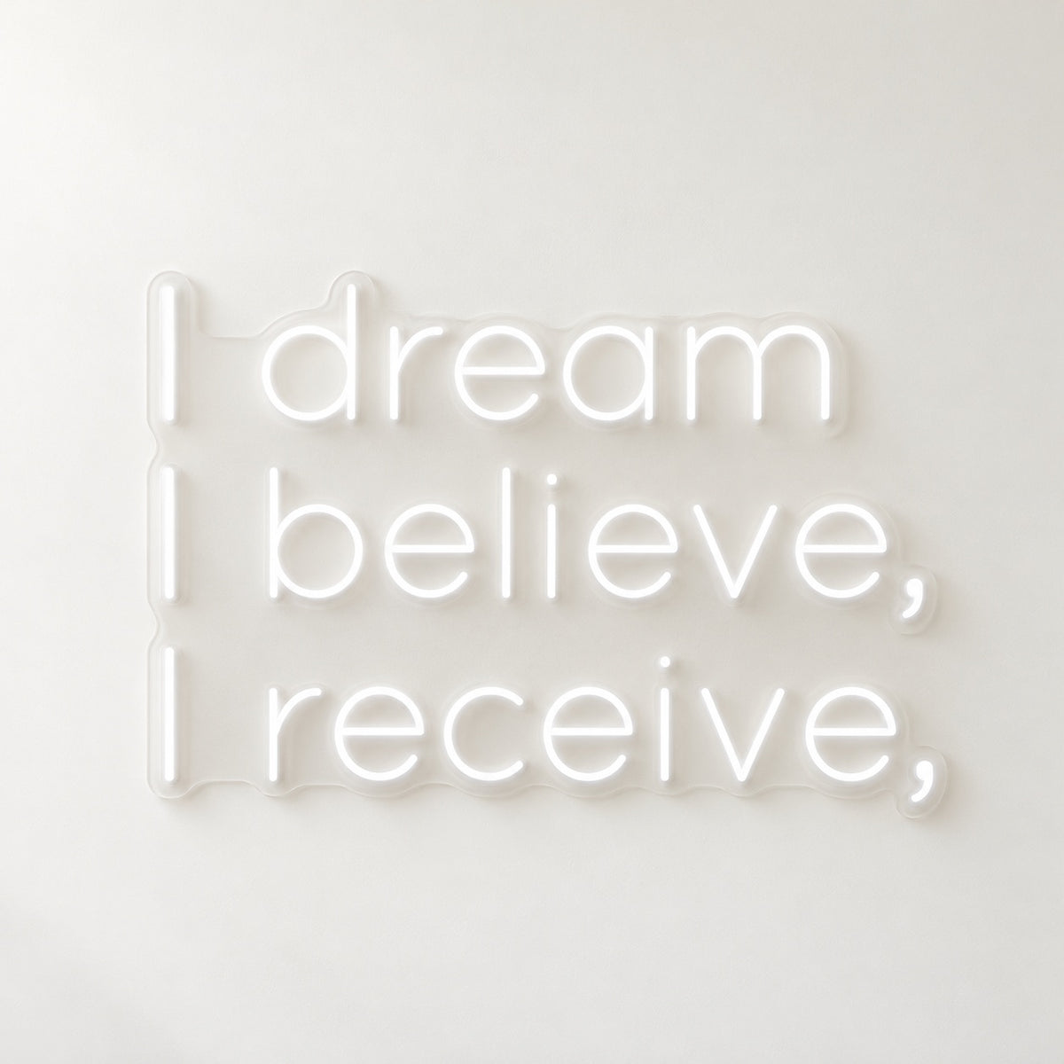 I Dream I Believe I Receive LED Neon Sign - natural light view