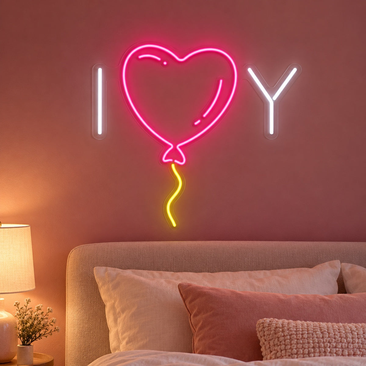 I Love Y Heart Balloon LED Neon Sign - advertising view