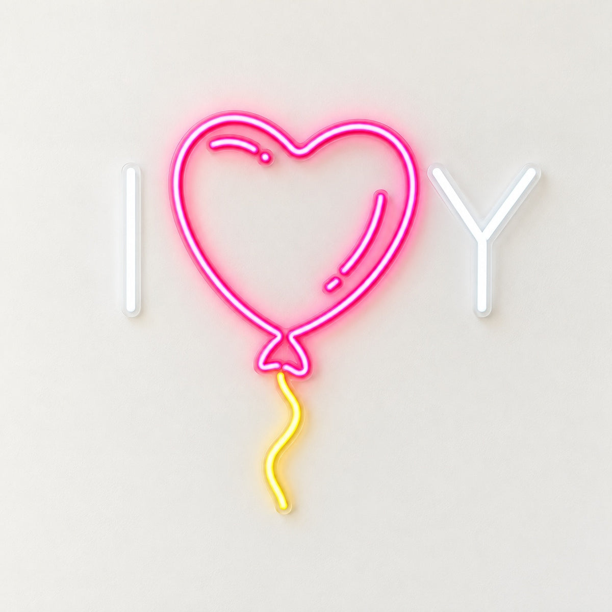 I Love Y Heart Balloon LED Neon Sign - natural light view