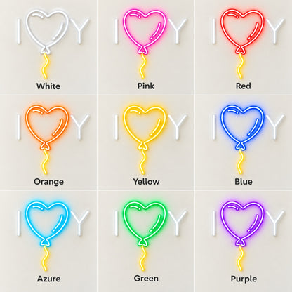 I Love Y Heart Balloon LED Neon Sign - nine-color grid